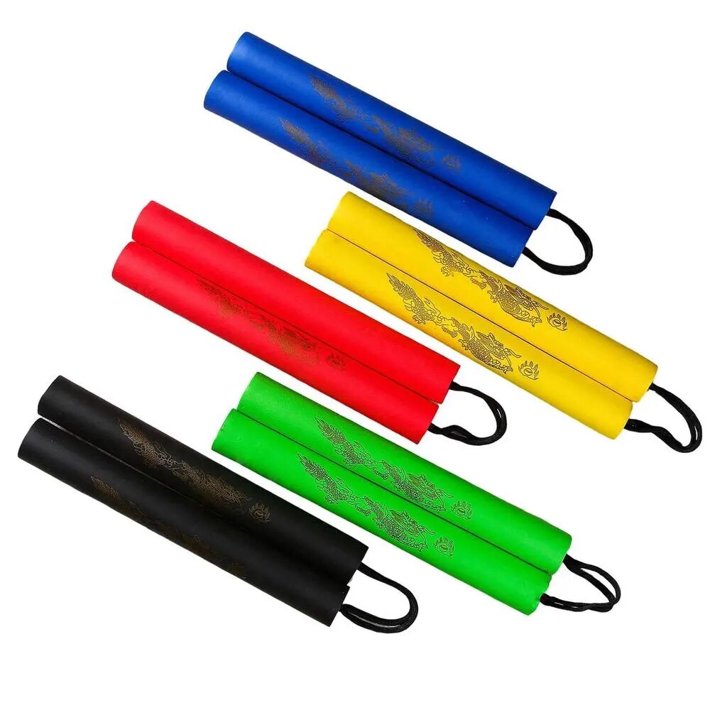 Safe Fitness Nunchakus for Children Red/Blue/Black/Green/Yellow Martial Art Foam Nunchakus - Perfect for Kung Fu Beginners