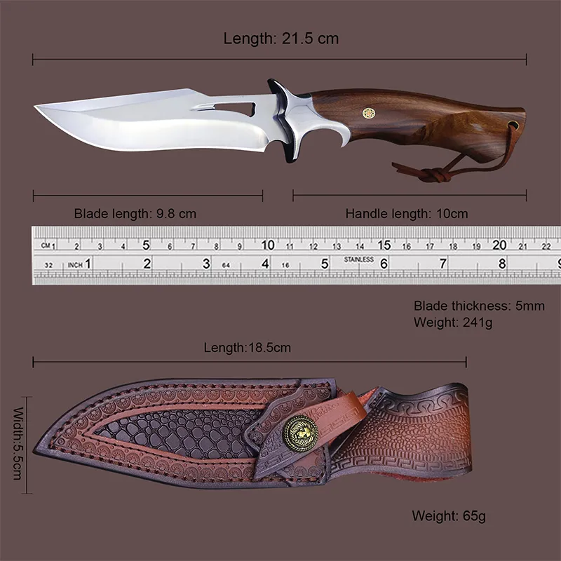 Outdoor Self-Defense Tactical Straight Knife - Integrated Steel, Ideal for Mountain Camping