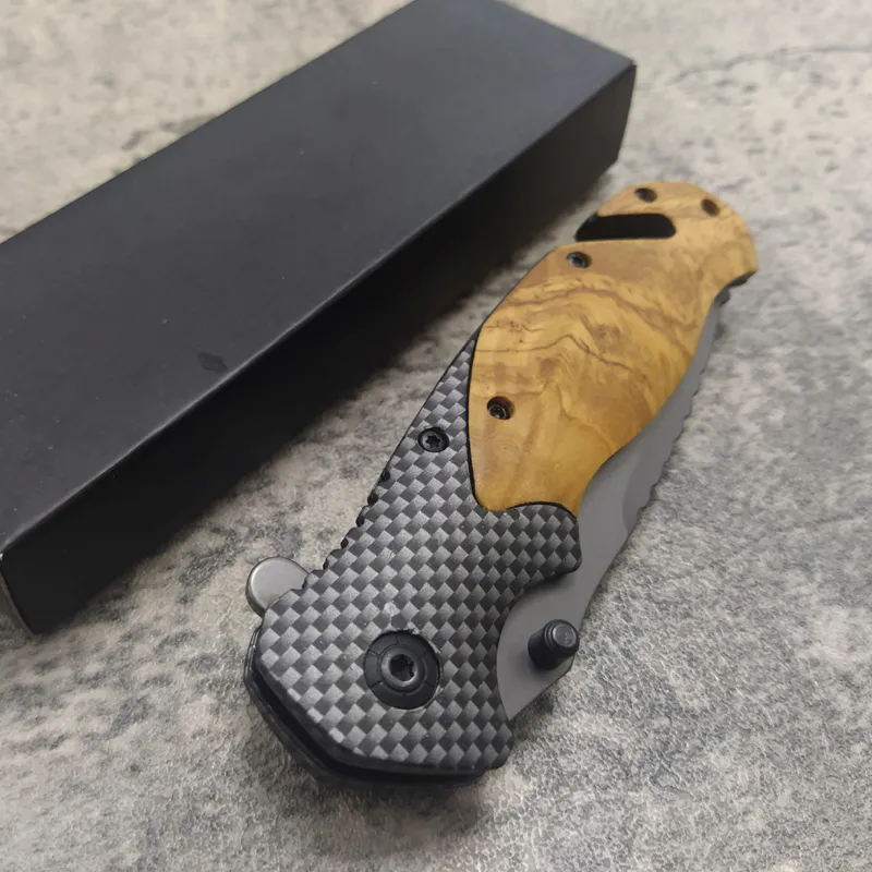 8.2'' Damascus Military Folding Blade Pocket Knife with Wood Handle for Self Defense, Outdoors, Camping, and Hunting Knives For Self Defense