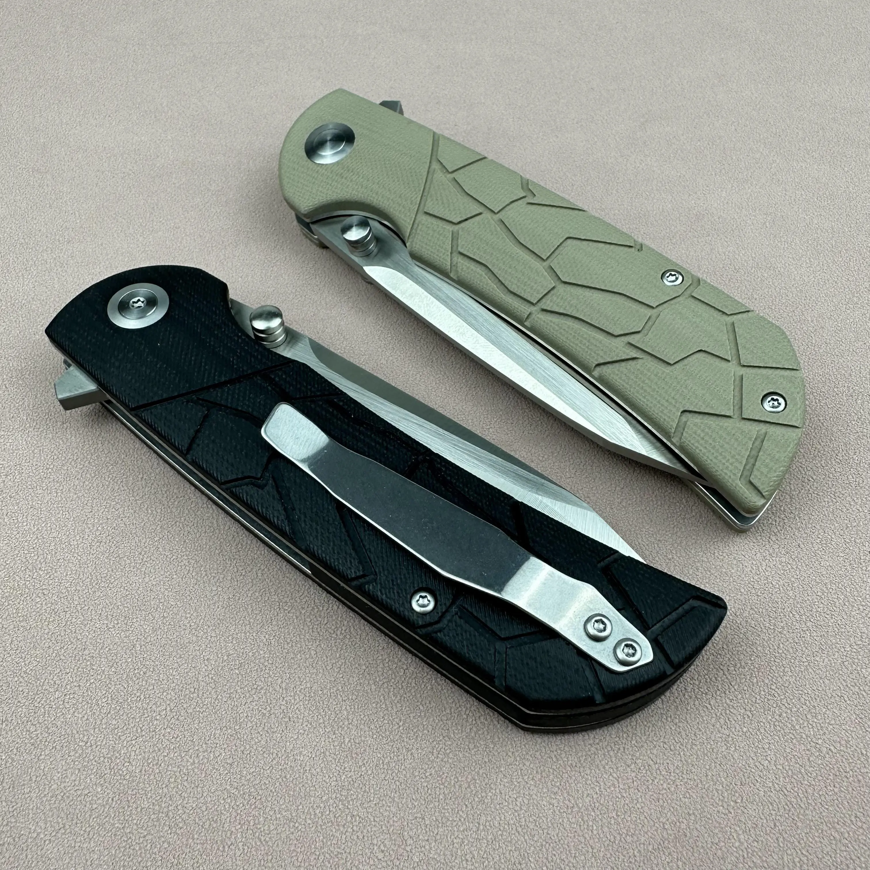 Self Defense Folding Knife with Premium Bearing Ball Quick Smooth Opening, 7C17MOV Steel Blade, G10 Handle, EDC Outdoor Tool